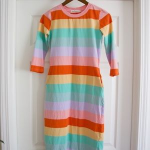 Rainbow stripped mid length dress